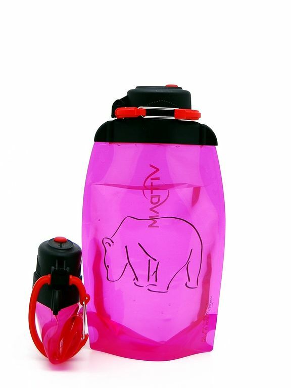 Skladacia ekologická fľaša, ružová, objem 500 ml (článok B050PIS-1301) s obrázkom