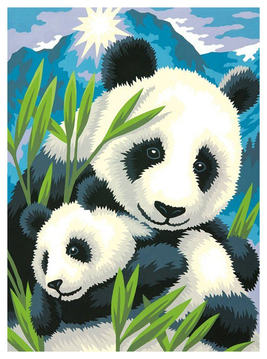 Slika po številki DIMENZIJE Panda in mladiček DMS-73-91456 23x30,5 cm