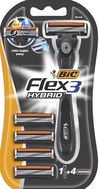 Máquina de barbear BIC Flex e Hybrid + 4 cassetes, 3 lâminas