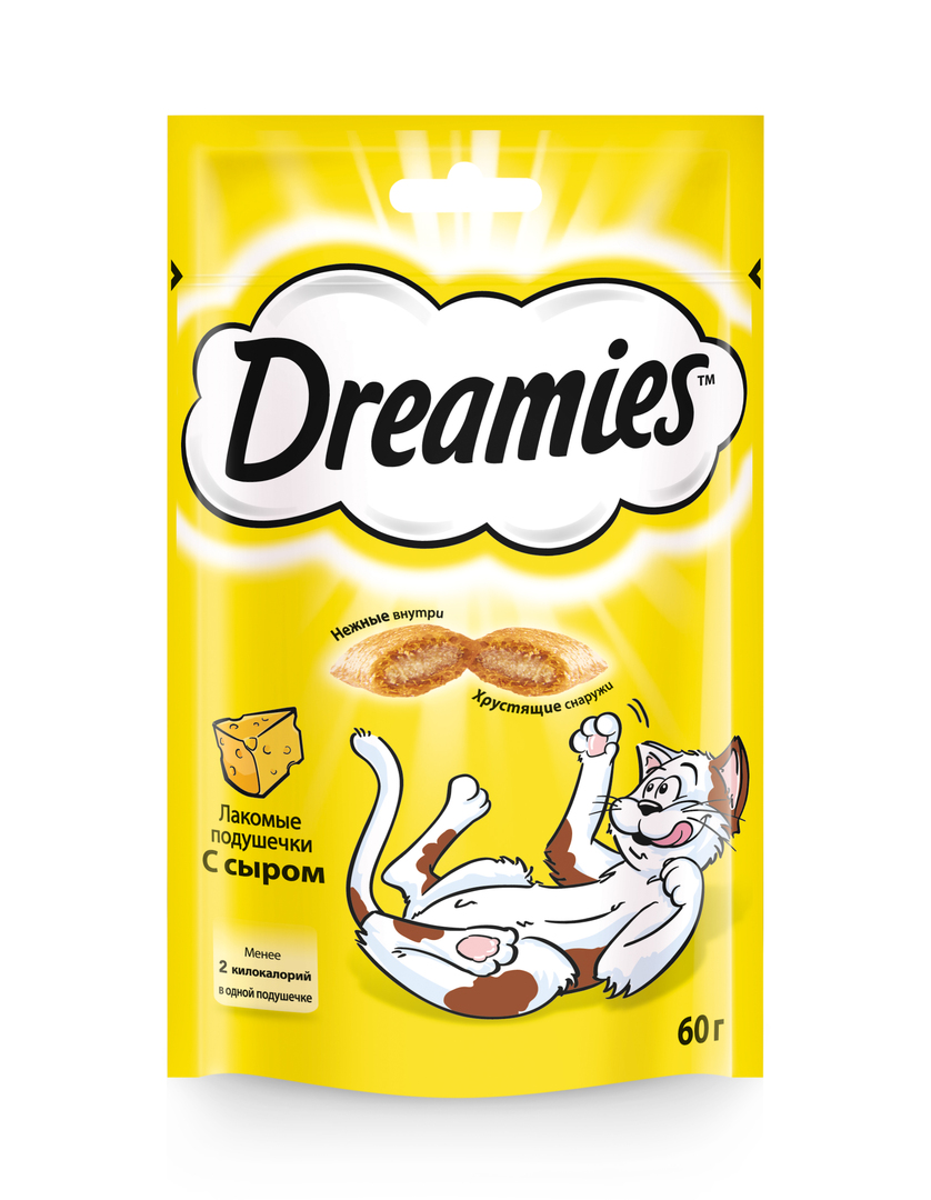 A Dreamies 60 g sajttal kezeli a felnőtt macskákat