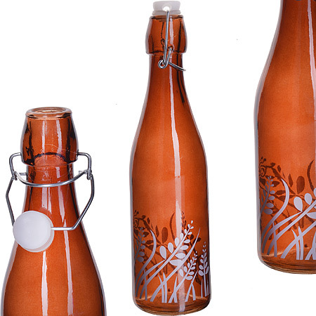 500ml kapaklı cam şişe KAHVERENGİ LR (x24)