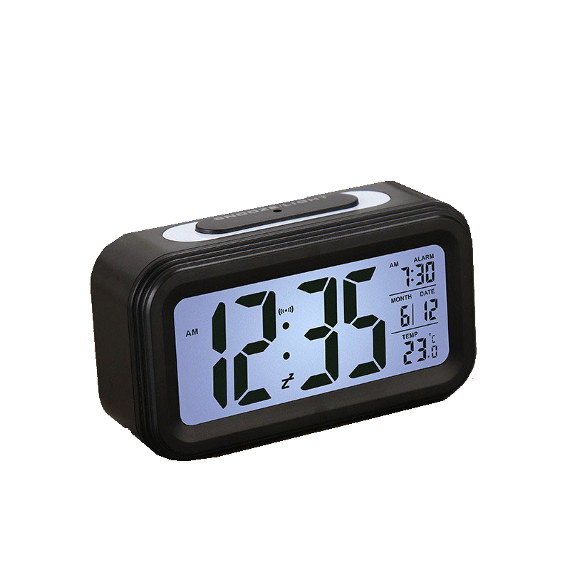 Cyfrowe budziki zegar studencki duży wyświetlacz LCD drzemka elektroniczny zegar dla dzieci czujnik światła lampka nocna biurowy zegar stołowy