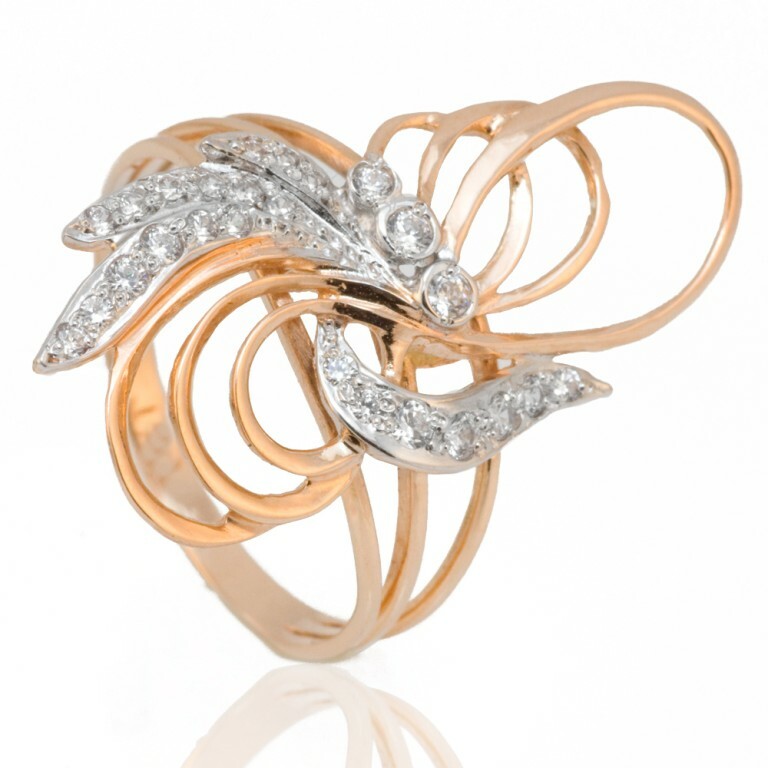 Prsten z růžového zlata s krychlovou zirkoniovou mašlí