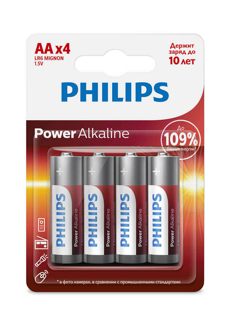 Baterija Philips LR6P4B / 51 Maitinimas 4 vnt