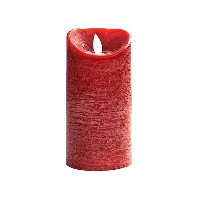 Świeca woskowa z żywym płomieniem, 15*7,5 cm, czerwona, bateria MB-20121