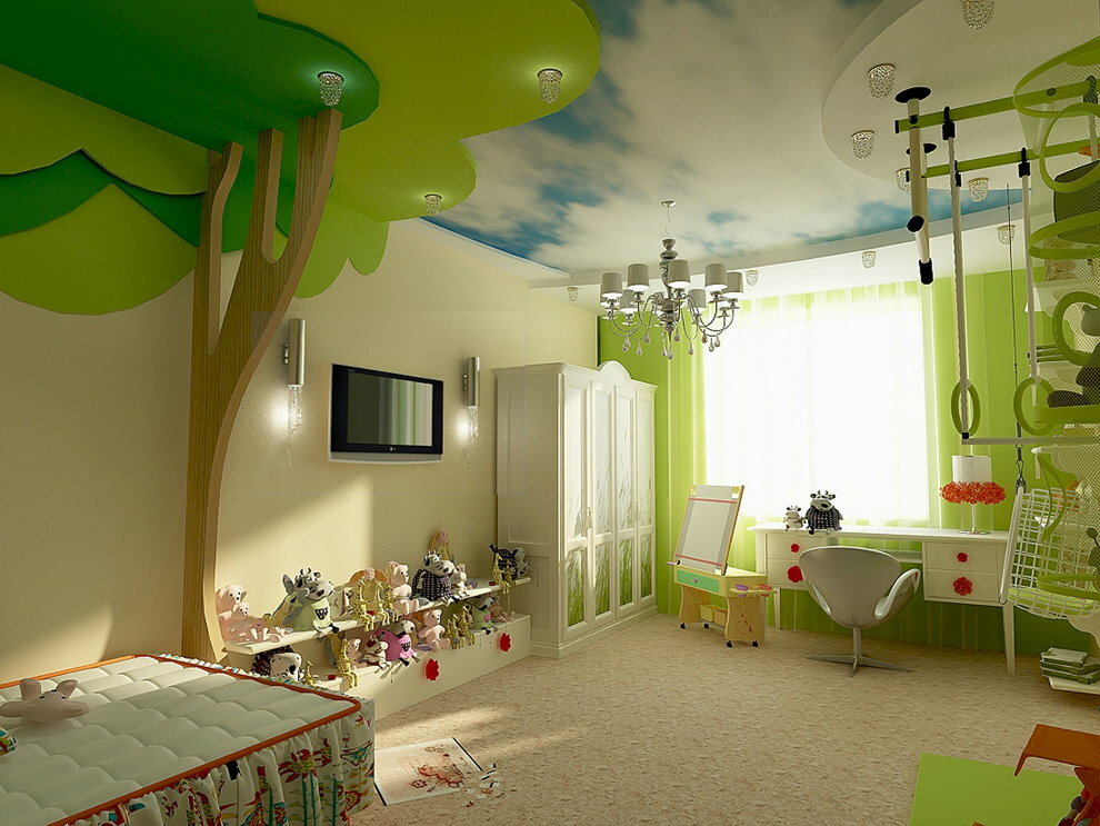 Zoniranje stropa prostora otroške sobe