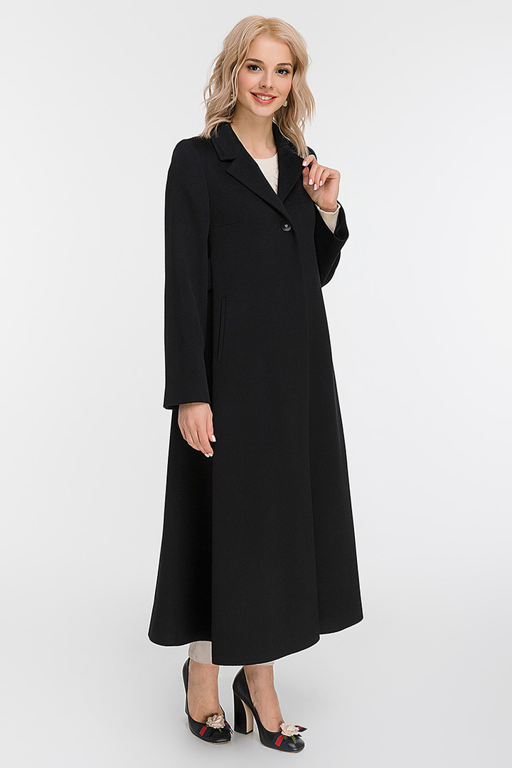 Long women's coat a-line for large growth made of wool