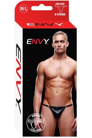 Seductive men's thongs with thin elastic bands in black ENVY E029-BLKML black