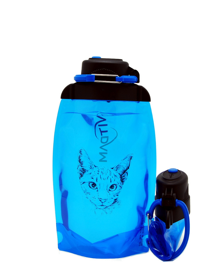 Zložljiva eko steklenica, modra, prostornina 500 ml (izdelek B050BLS-1302) s sliko