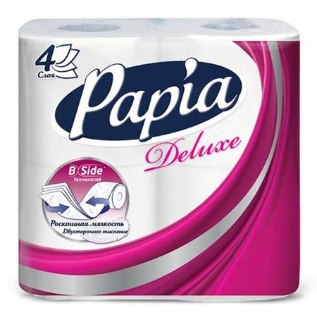 Toiletpapir PAPIA Deluxe 4 / stk 4-sl 140 ark f / ar. hvid
