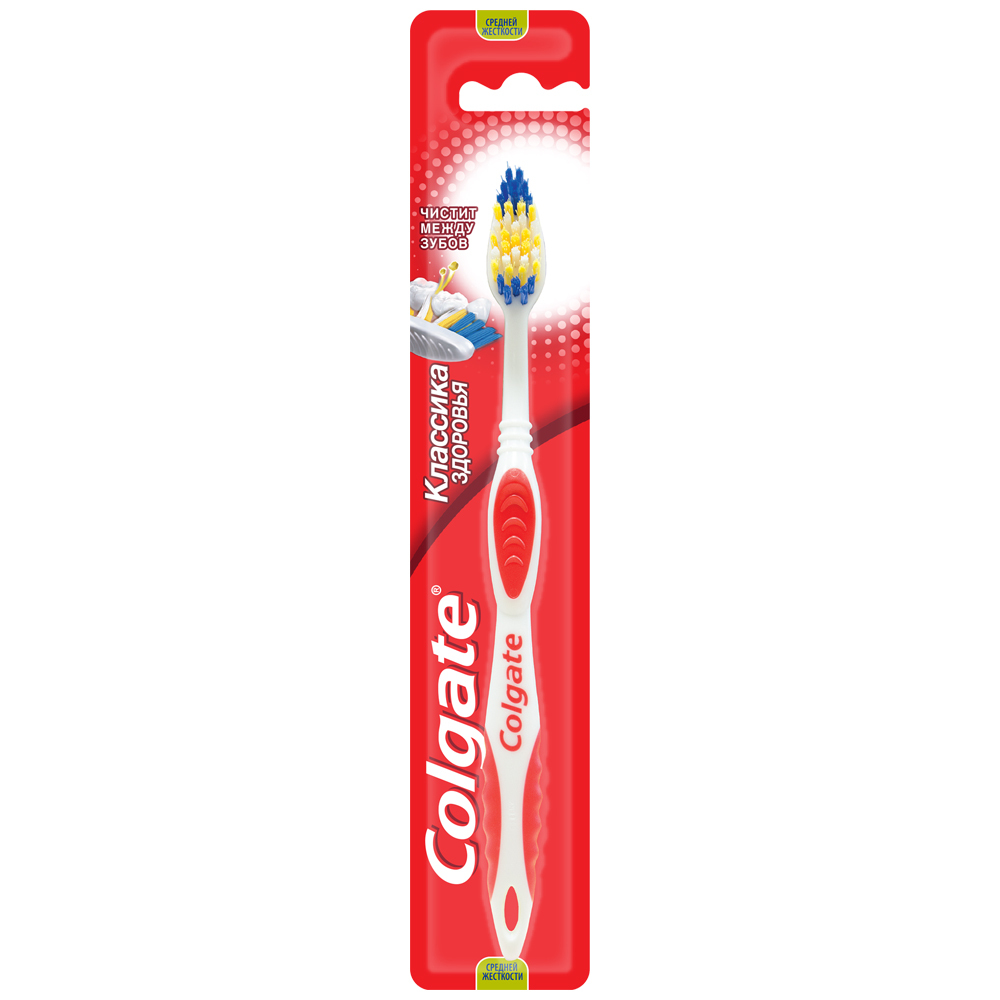 Colgate Health Classic Cepillo de dientes multifuncional medio duro rojo