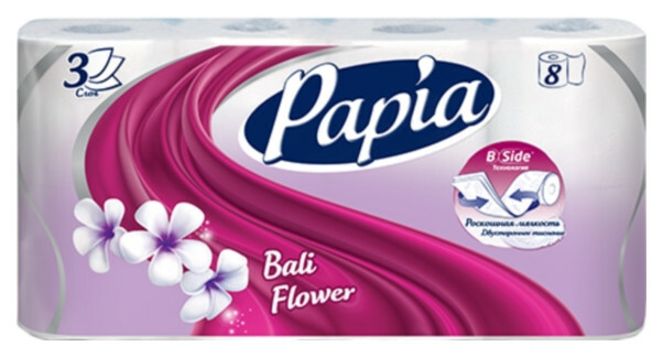 Papia Bali Flower 3-lags toiletpapir 8 stk.