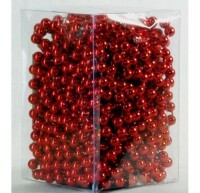Dekoration blanke perler, 6 mm, 10 meter (rød)