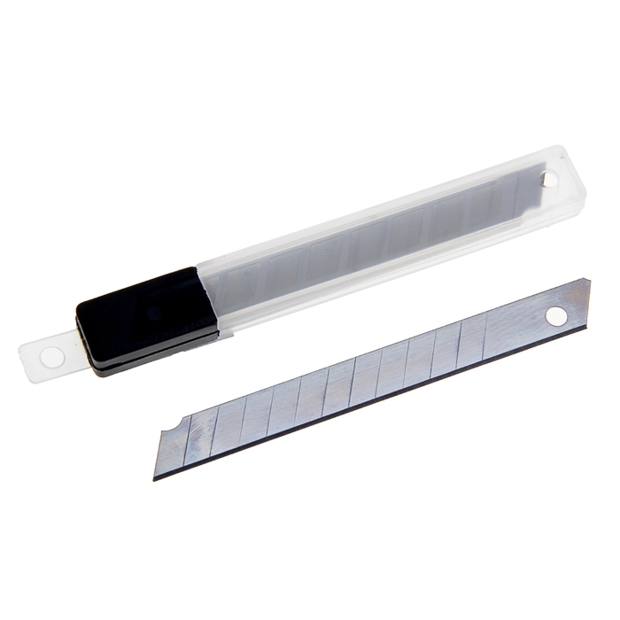 Um conjunto de lâminas para facas de papelaria de 9 mm (10 unidades)