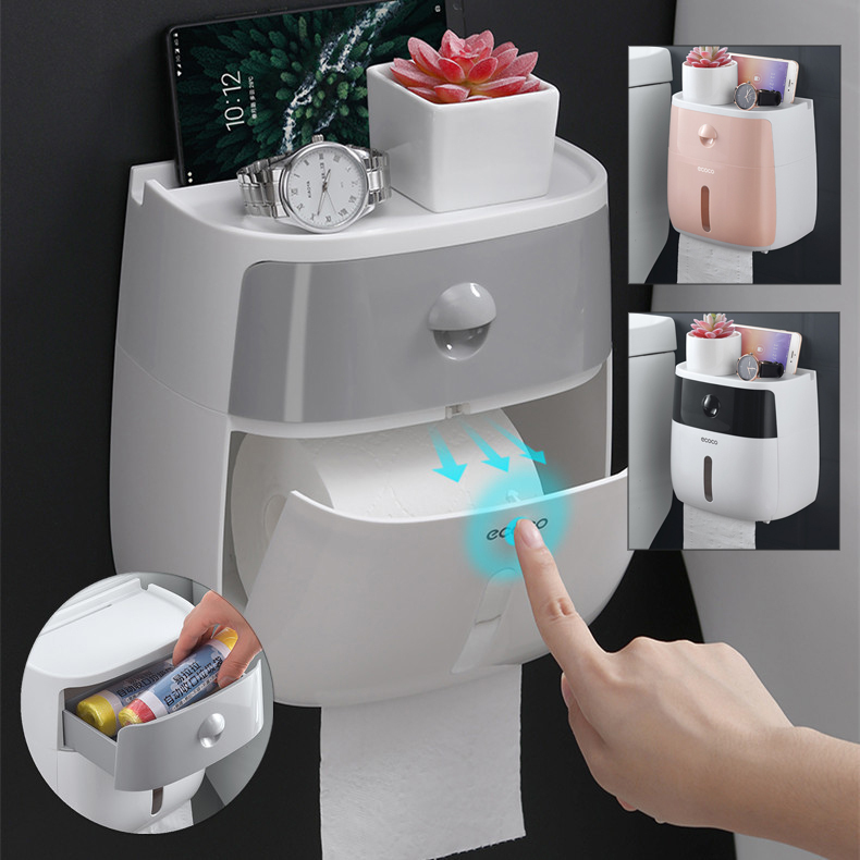 WC-paperipidike seinälle kiinnitettävä itseliimautuva lautasliinapidike rullapaperilaatikko Keittiöpaperi savuke Bu