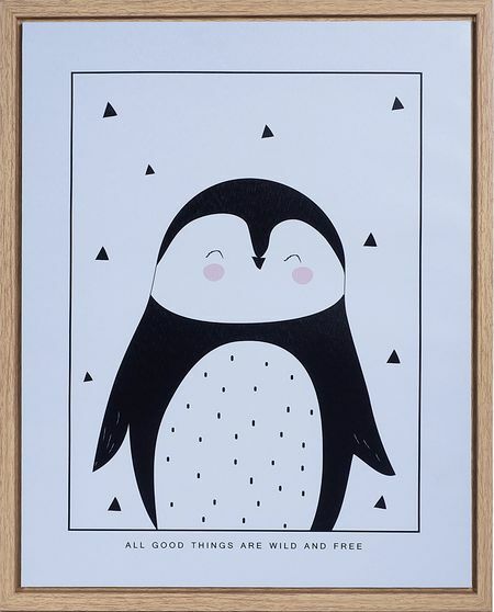 Pintura sobre tela em moldura " Pinguim" 40x50 cm