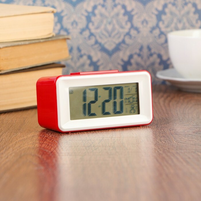 Despertador electrónico rectangular, retroiluminado, temperatura, fecha, 2AAA, 11 * 4.5 * 5cm