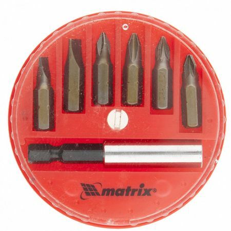 Sada bitů, magnetický adaptér pro bity, ocel 45X, 7 ks., Ve vrstvě uzavřený box MATRIX