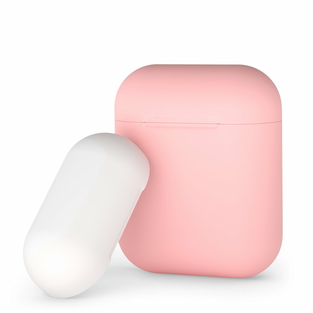 Deppa silikonikotelo AirPod-laitteille vaaleanpunainen-valkoinen