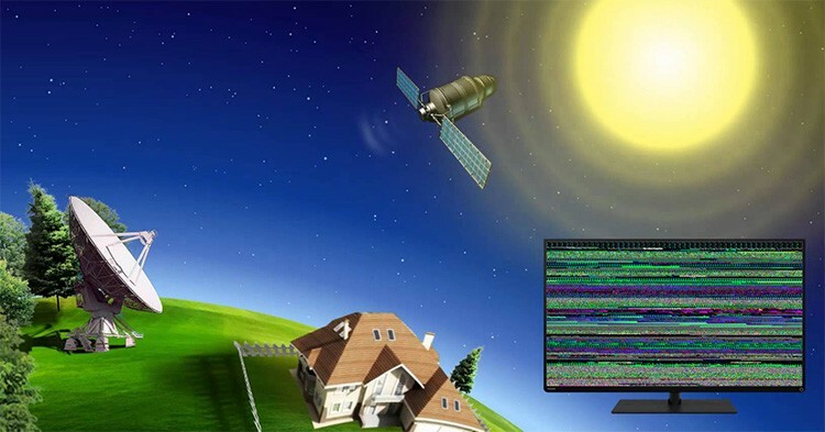 Helles direktes Sonnenlicht oder Sonneneinstrahlung ist eine der Ursachen für Störungen bei der Übertragung von Satellitenkanälen