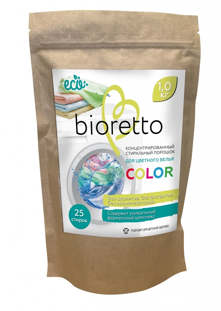 Renkli çamaşırlar için Bioretto çevre dostu konsantre çamaşır deterjanı 1 kg