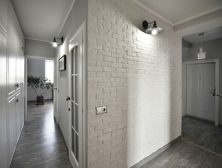 Dekorere korridoren med murstein tapet