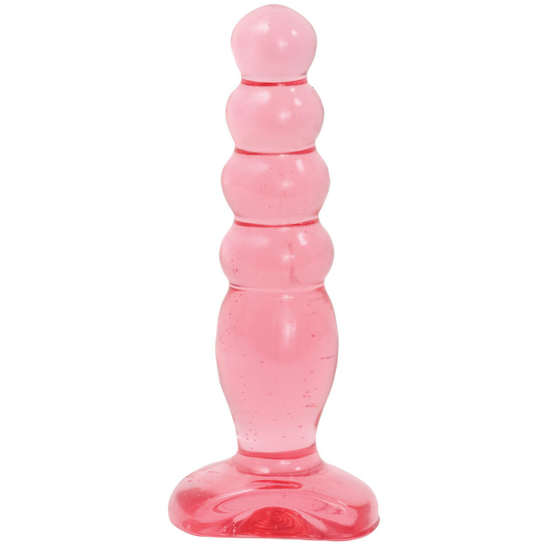 Anal stimulators without vibration: Crystal Jellies 5 Anal Delight pink butt plug - 14 cm.