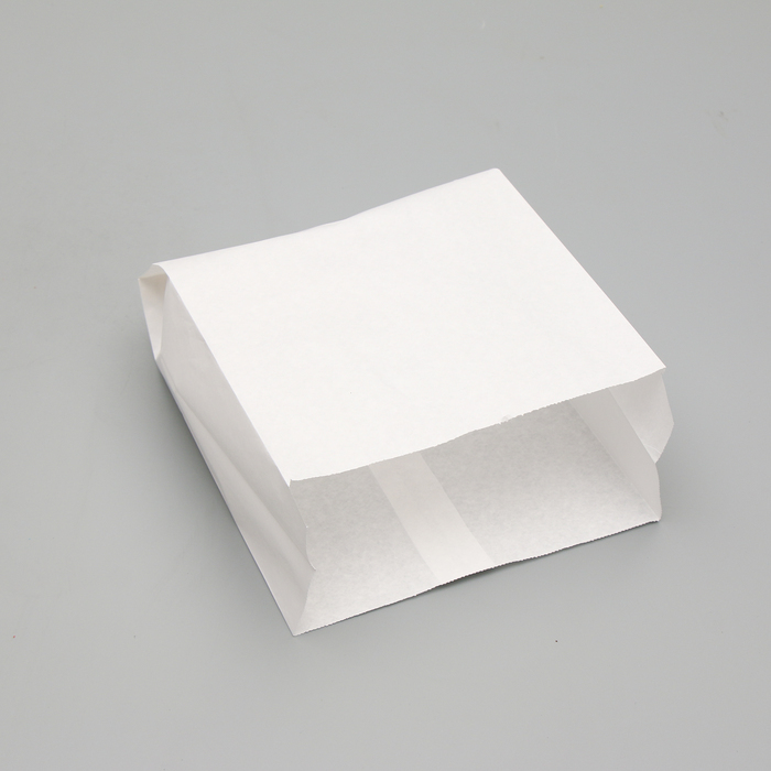 Užpildomas popierinis maišelis, baltas, V formos dugnas, 25 x 20 x 9 cm