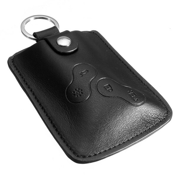 Black leather car keys cover case wallet holder shell for Renault clio scenic megane rag sandero captur twin