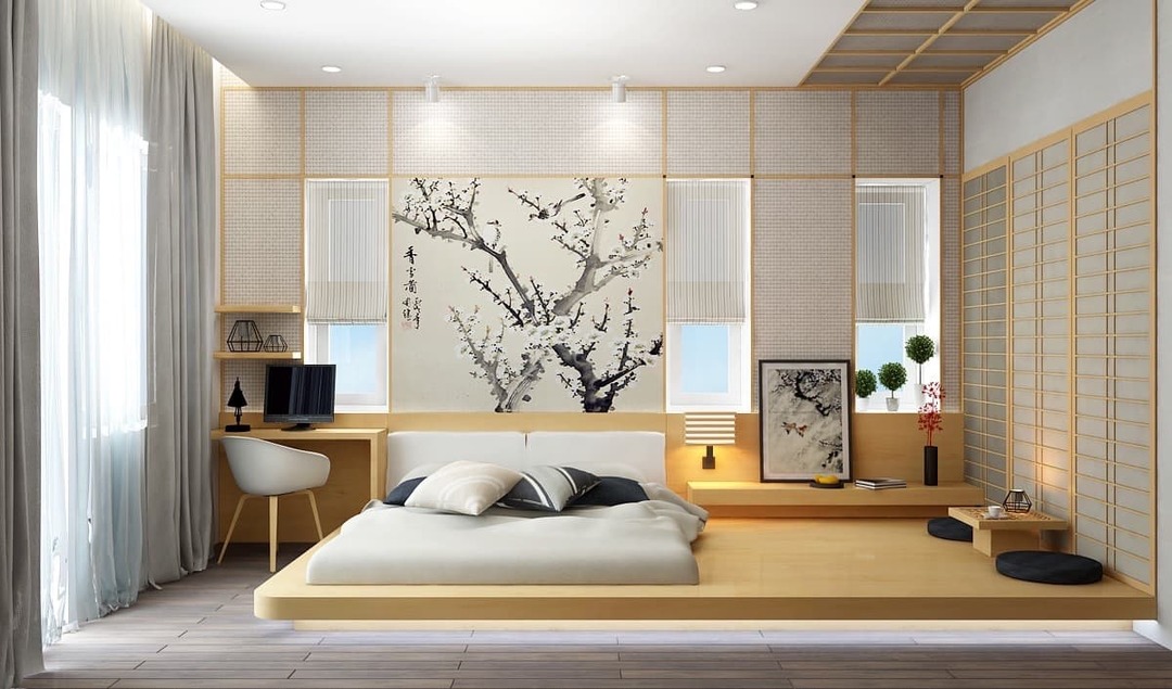 japanilaistyylinen makuuhuone
