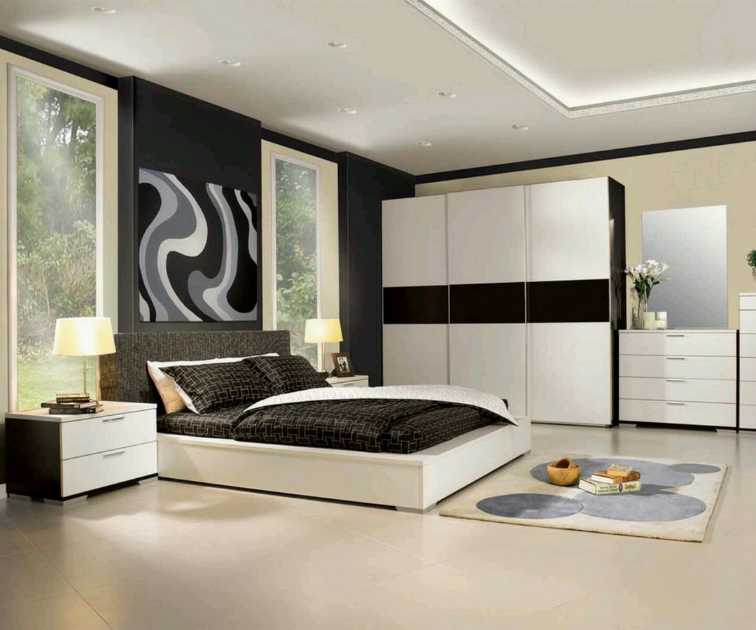 bedroom set black and white