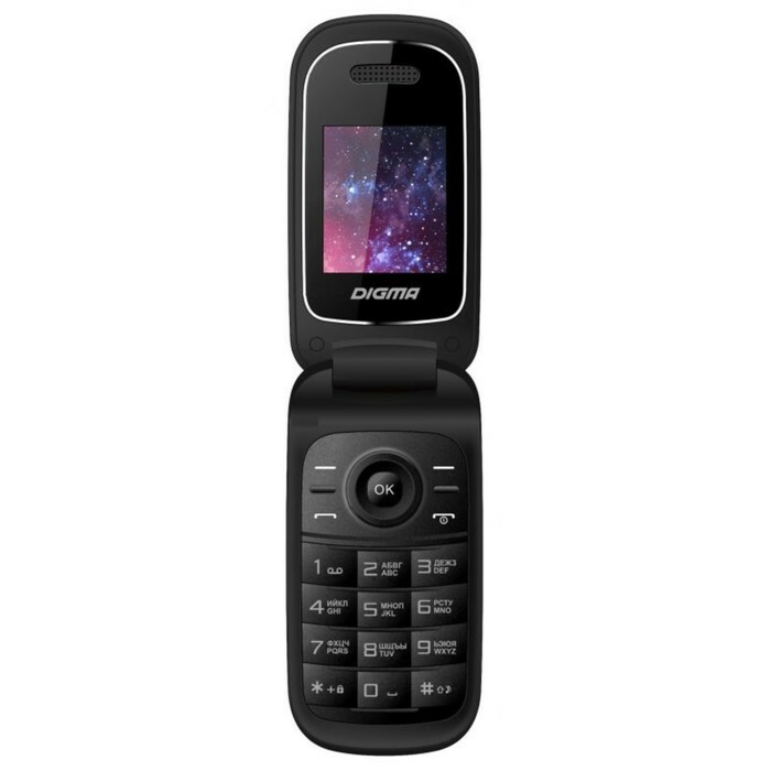 Cep telefonu Digma LINX A205 Siyah, 2sim, 1,77 \ '\' TFT, kapaklı, siyah