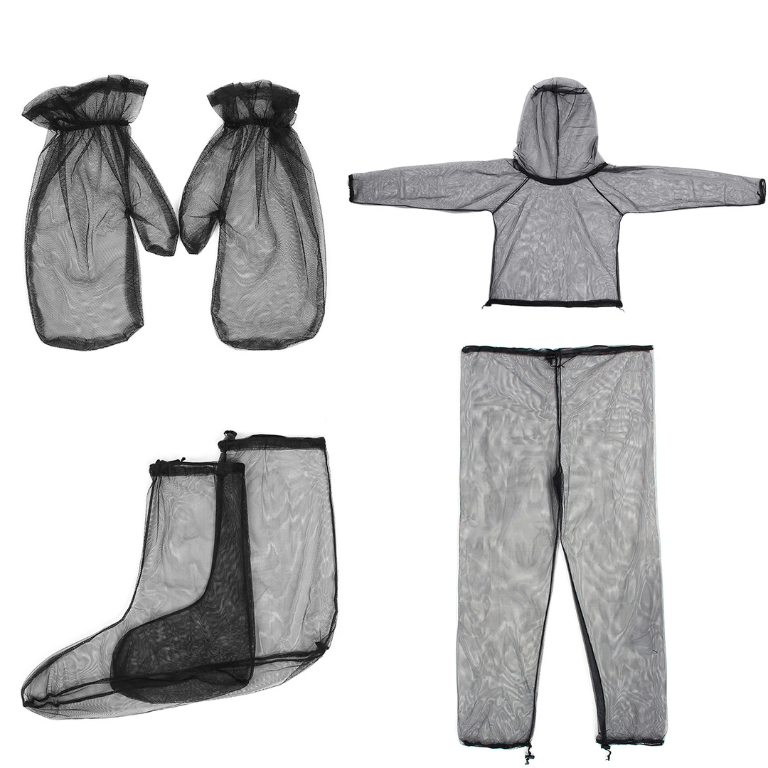 PC. Veste + pantalon + gants + costume de moustique de pied costume de camping de voyage en plein air léger en maille haute densité