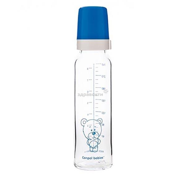 בקבוק Canpol זכוכית לתינוקות עם פטמת סיליקון 120 מ" ל