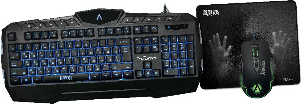 Qumo Dragon War Aftershock Gaming-Kit: K52-Tastatur + M68-Maus + PC-Matte