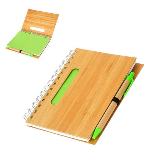 Notepad A6 70L Lejoys Series Green bamboo cover + ballpoint pen 070010