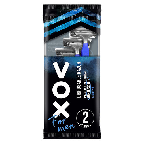 Vienkartinė skutimosi mašina VOX FOR MEN su dvigubu peiliuku 4 vnt