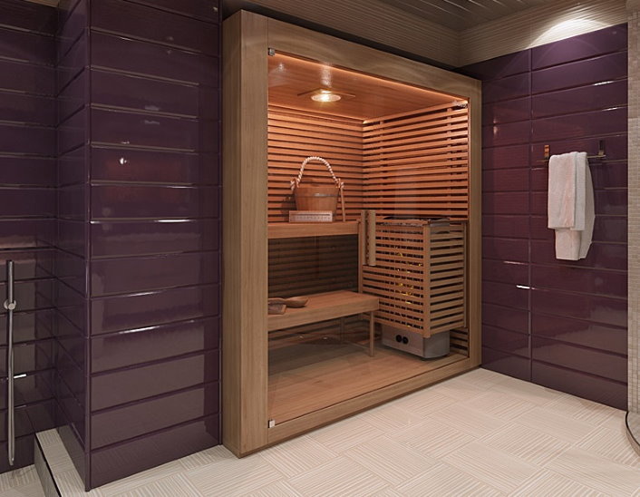 Malé domáce sauna vo výklenku