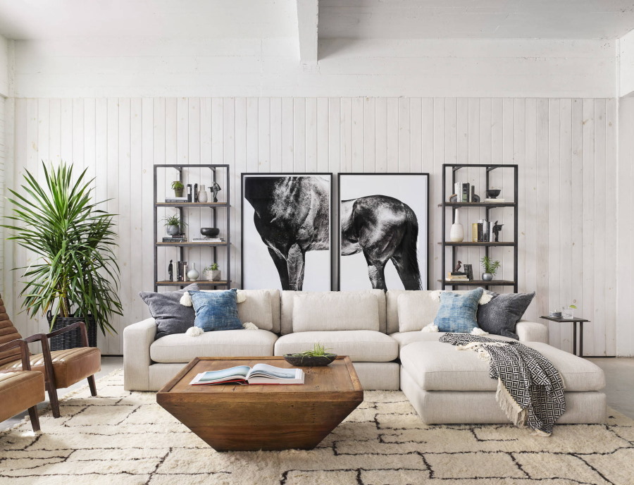 Diptych in a modern style living room