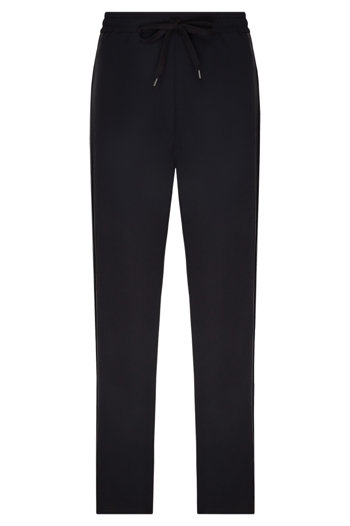 Straight black trousers with stripes