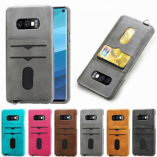Etui Til Samsung Galaxy S9 / Galaxy S10 E Kort Lommebok Bakdeksel Ensfarget Hard PU -lær til S9 / S9 Plus / Galaxy S10