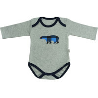 Body-drop with long sleeves Bear (color: gray, blue cage), size 20, height 62 cm