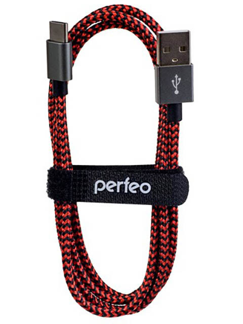Tilbehør Perfeo USB 2.0 A-USB Type-C 3m Sort-rød U4902