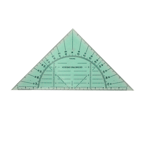 Ruler, triangle, with protractor