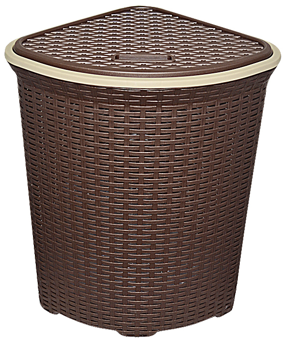 Corner laundry basket with lid 60 l Violet Rattan brown (2350/1)