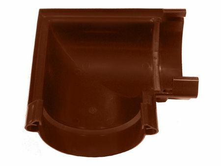 Esquina de canaleta universal PVC con junta Murol D130mm 90 grados. marrón