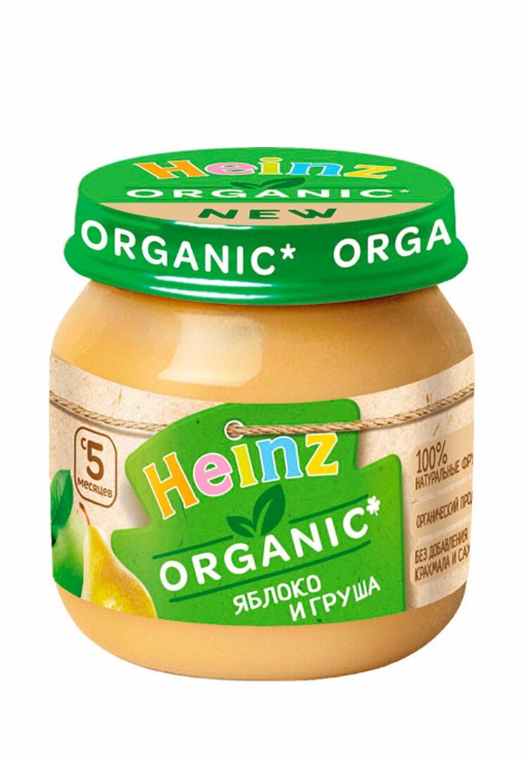 Ekologiška tyrės heinz, obuolių-kriaušių, 80 g. „Heinz“ stiklas