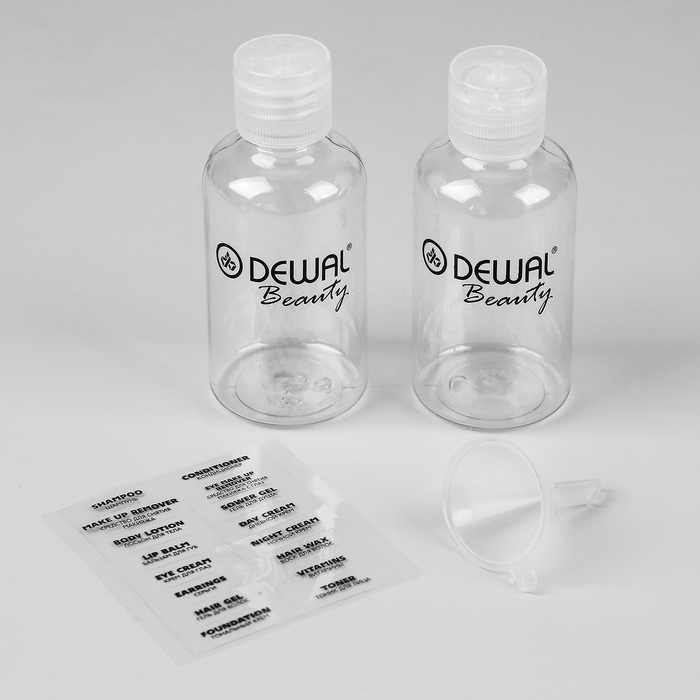 Uppsättning förvaringsflaskor med tratt, 80 ml, 2 st, transparent färg