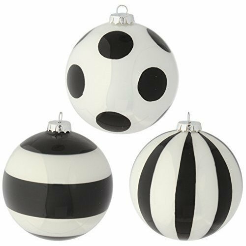 Kerstbal # en # quot; Monochroom gestreept # en # polka dot # en # quot;, 8 cm, assorti