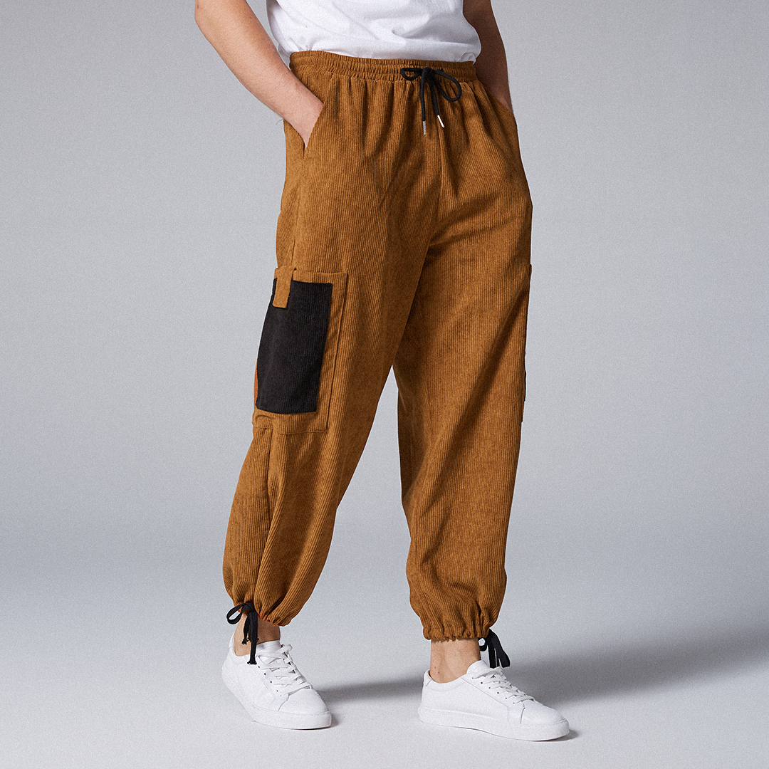 Férfi Corduroy Vintage Multi Pocket húzózsinóros nadrág